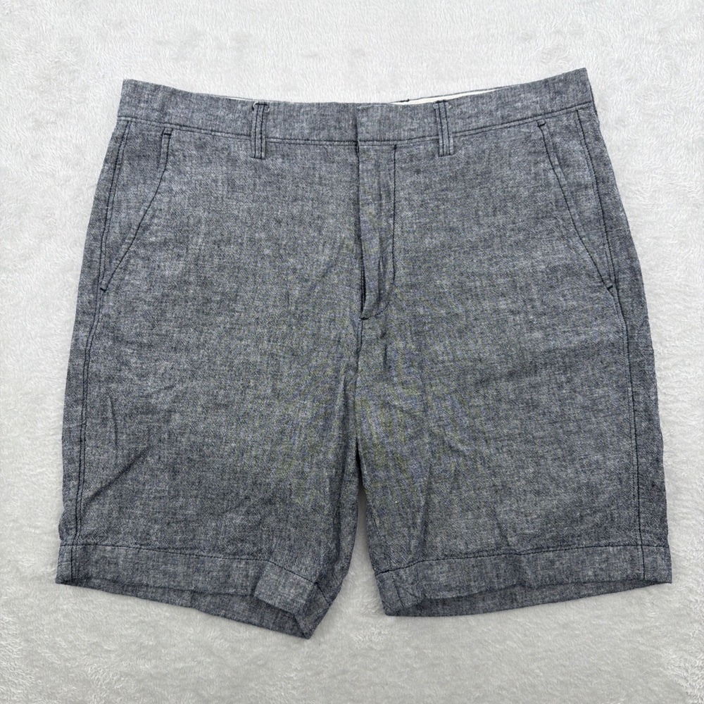 J.Crew Mens 9 Inch Inseam Linen Blend Shorts Chambray Gray Size 33 (Fits 34)